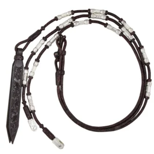 Double S Silver Plated Lightweight Hex Ferrule Romel Reins for Horses 24 oz.