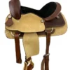 16" ROPER STYLE SADDLE WITH TAN ROUGH OUT FENDER AND JOCKIES WITH PADDED BLACK SUEDE SEAT