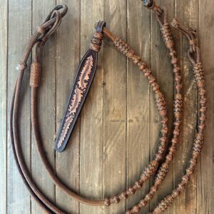 Romal Reins 30 plait George Moore Pattern Rich Carmel w/Black Accents