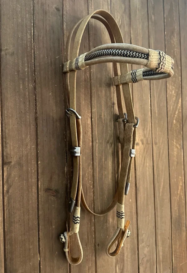 Deluxe Triple Browband Rawjide Headstall w/ Throat Latch Buckle Adjustment