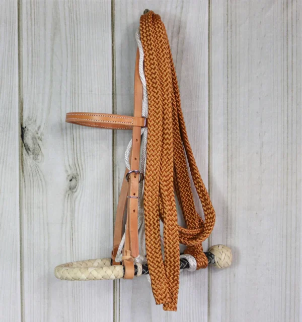 Cowboy Braided Bosal Breaking Hackamore Brown Reins